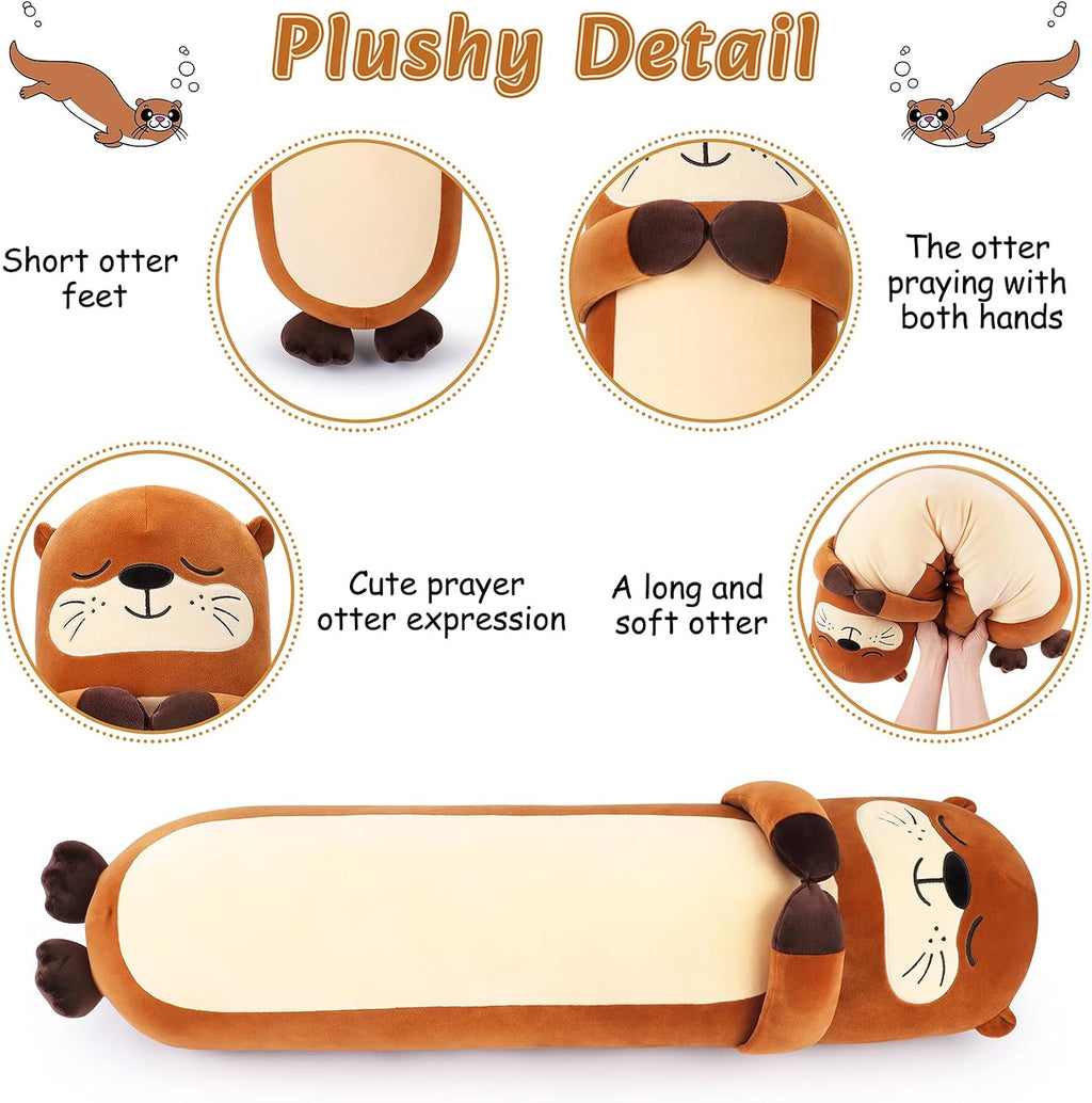Large Otter Stuffed Animal,33.5” Long Otter Plush, Kawaii Plush Toys, Cute Plushies Animal Gifts, Animals Body Pillow Sleeping Hugging…