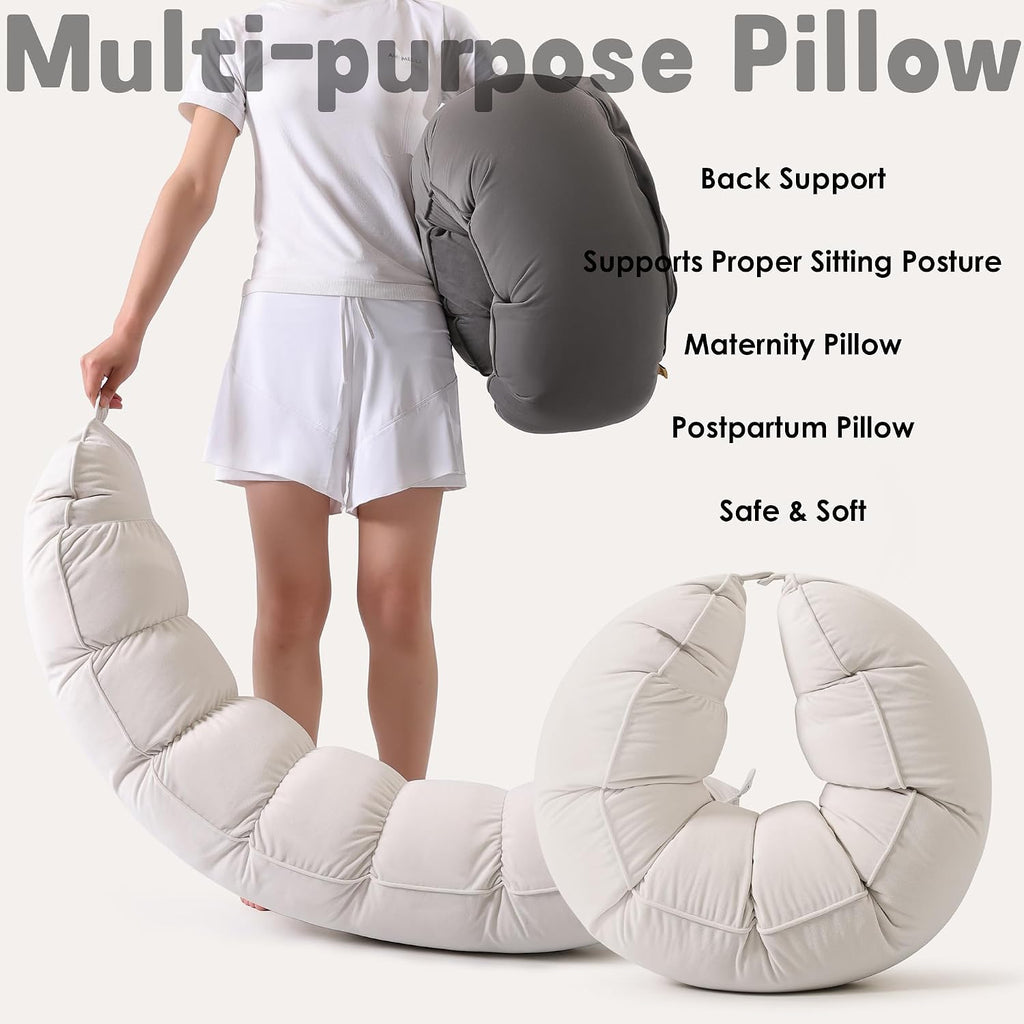 Peallow(Pat. Pend) – Long Round Body Pillow for Adults, Bolster Pillow for Sleeping, Soft and Supportive Pillow for Sleeping & Lumbar…