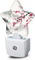 Snowmolle Cherry Blossoms Nightlight, Japanese Mountains Star Night Lights Plug into Wall Decorations for Bedroom Bathroom, Dusk to Dawn Sens…