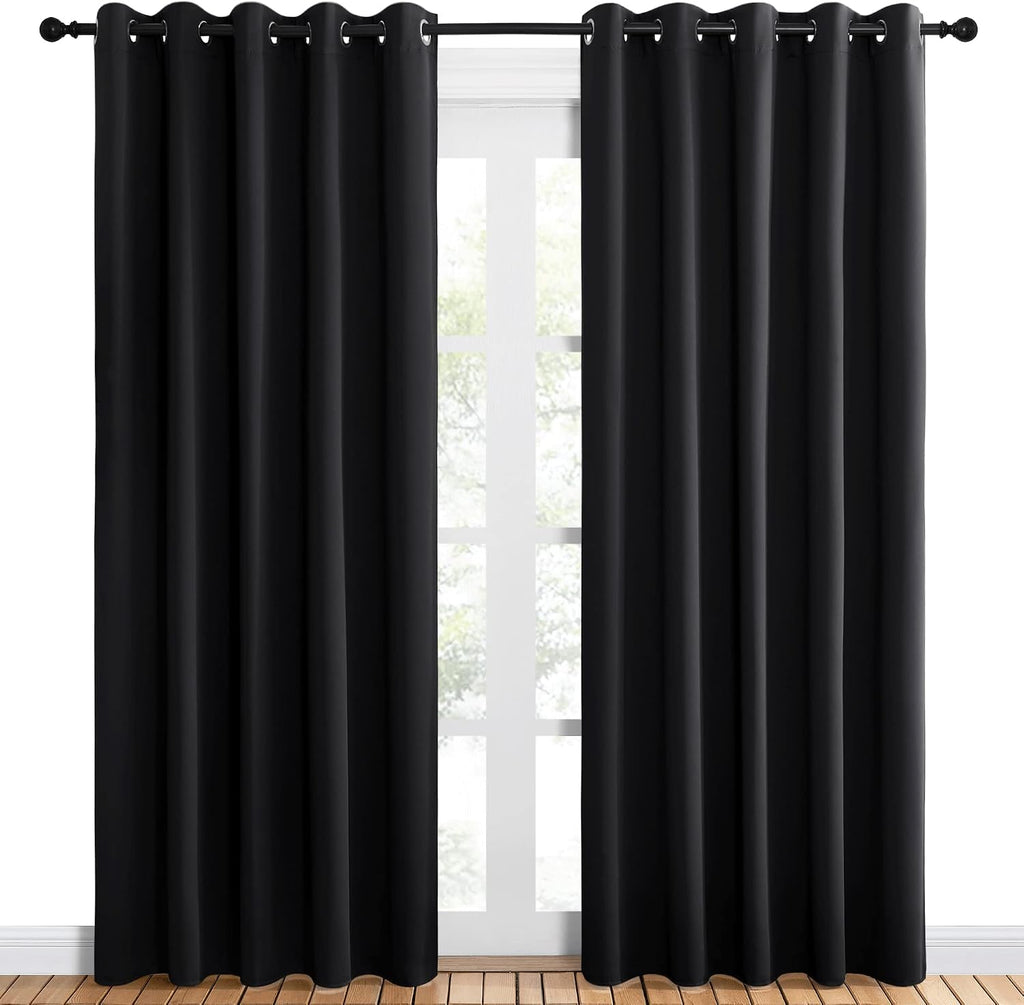 NICETOWN Blackout Draperies Window Curtain Panels, Autumn/Winter Thermal Insulated Solid Grommet Blackout Curtains/Drapes for Cafe (Set…