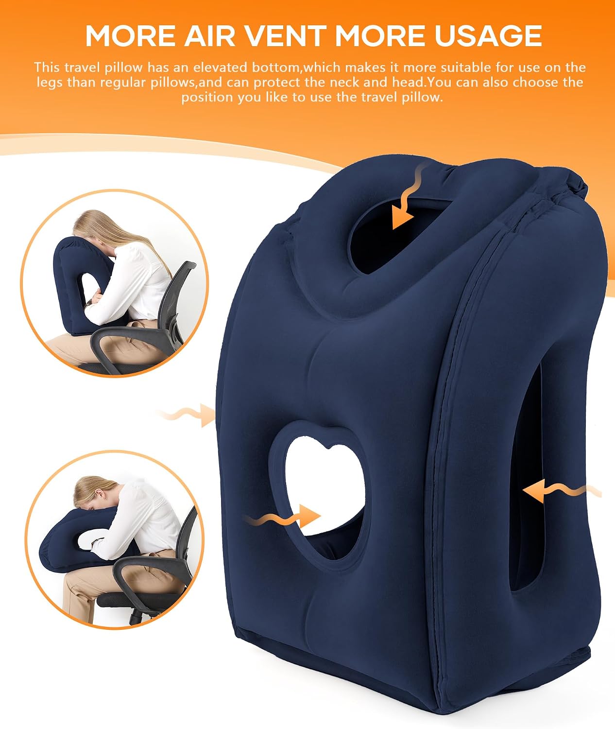 Sunany Travel Pillow, Upgraded Plane Pillow for Long Flights, Inflatable Neck Pillow Used for Airplanes, Cars, Buses, Trains, Office Napping…