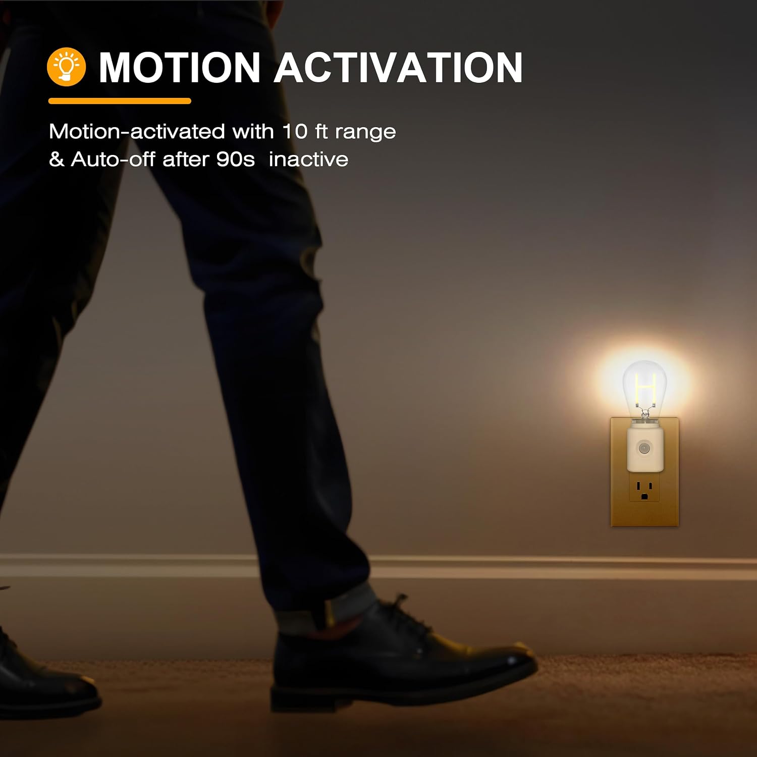 Motion Sensor Night Light, Night Lights Plug into Wall, H-Type 2200K Amber Dimmable LED Motion Activated Nightlight for Bathroom Hallway…