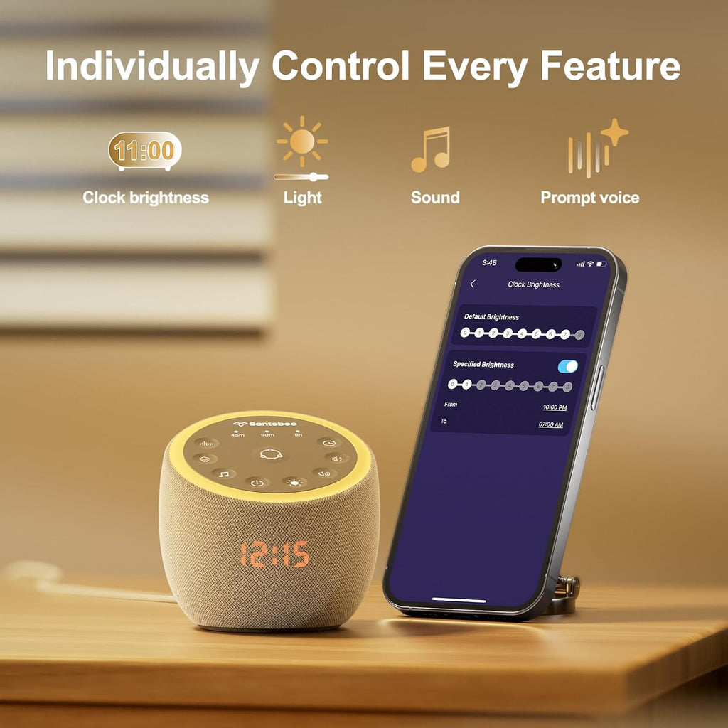 Santebee Sound Machine for Sleep, White Noise Sound Machine 388 Soothing Sounds, 3 Custom Buttons Smart APP Control Night Light, Noise…