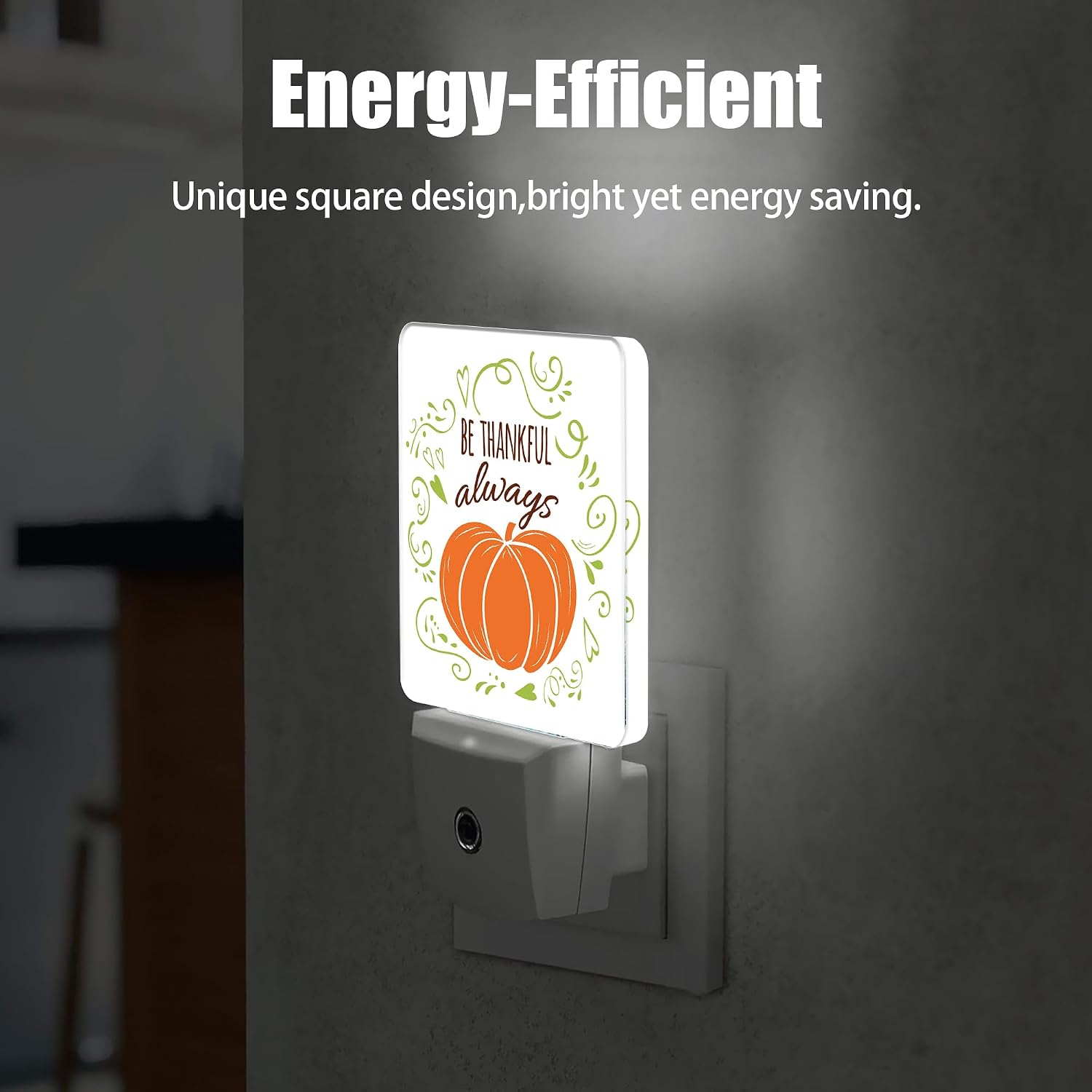 Thanksgiving Pumpkin Dusk to Dawn Night Light, Auto Sensor Lamp Home Indoor Stairway Kitchen Corridor, Night Lights Plug into Wall Decor…