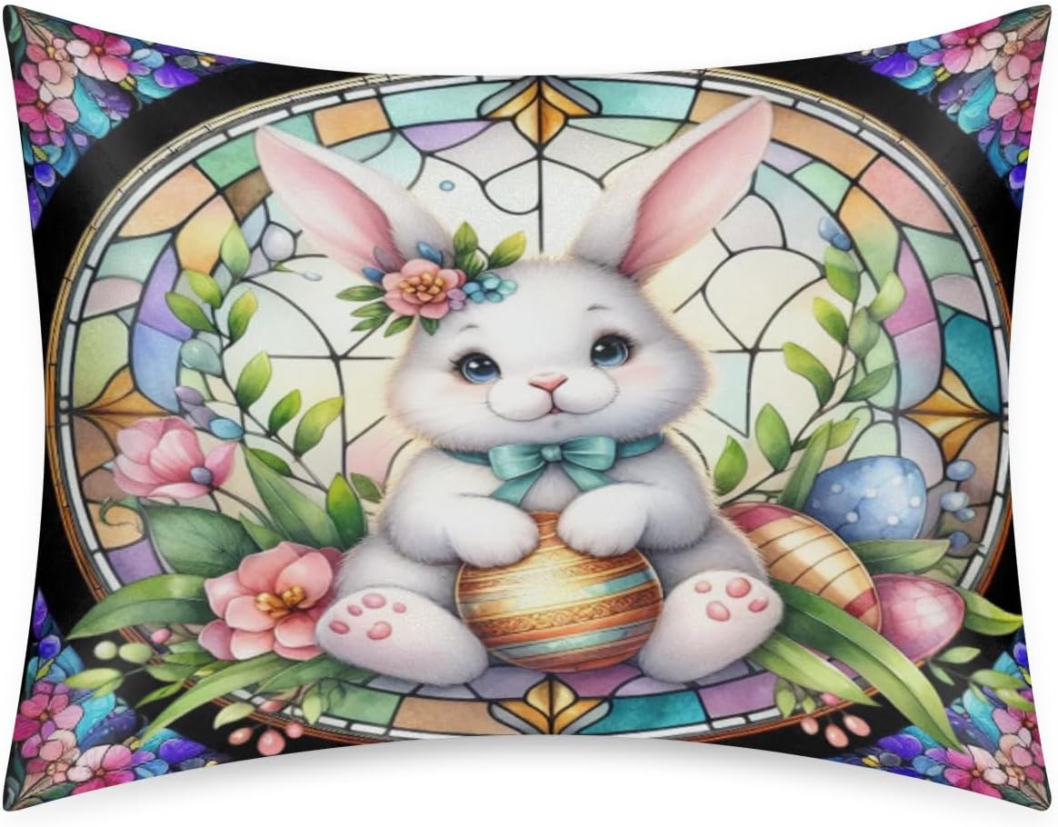 Easter Egg Bunny Satin Pillowcase for Hair and Skin Soft Silk Pillow Cases with Envelope Closure Cooling Pillow Case Slip 15.99 Pillow…