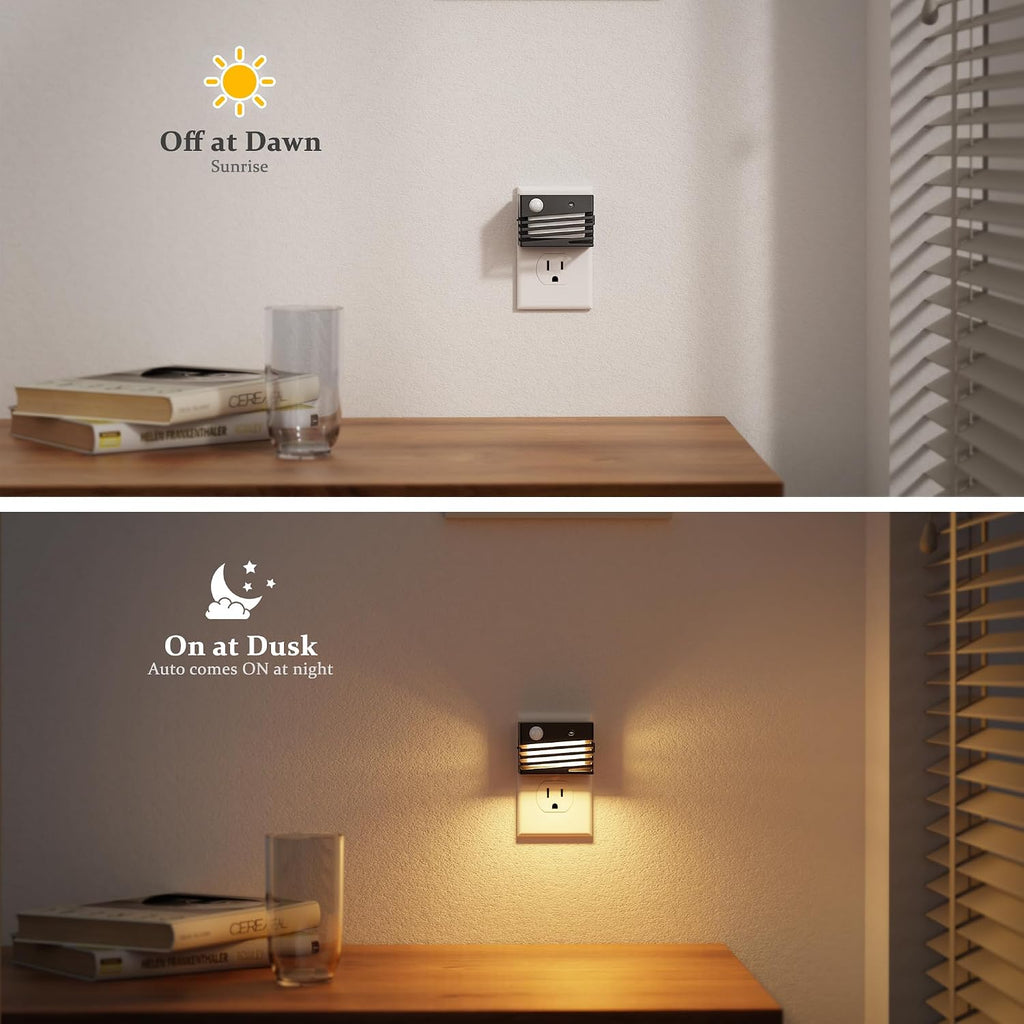 JandCase Motion Sensor Night Light, [2 Pack] Night Lights Plug into Wall, Dusk to Dawn & Motion Sensor, 3 Level Brightness Dimmable Plug…