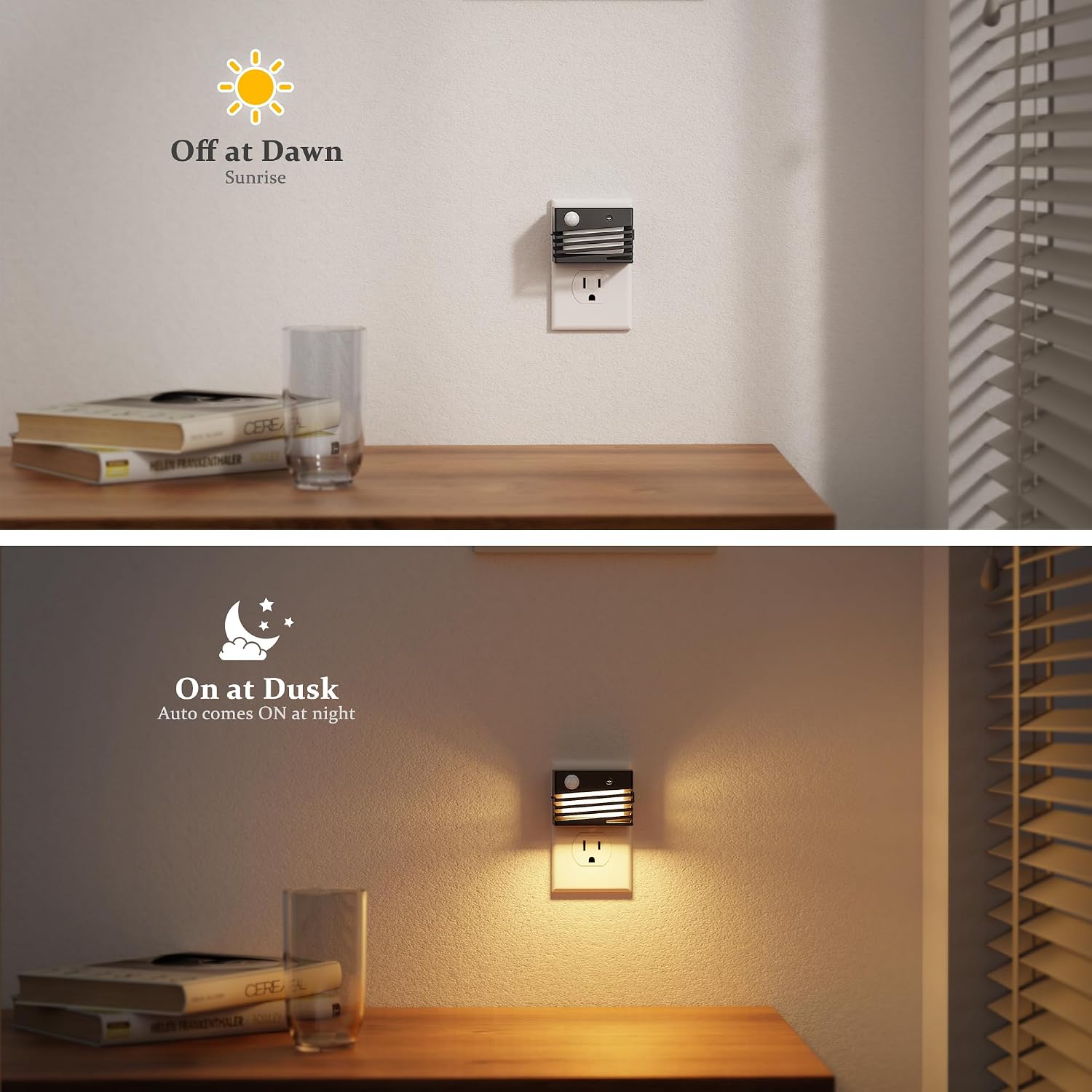 JandCase Motion Sensor Night Light, [2 Pack] Night Lights Plug into Wall, Dusk to Dawn & Motion Sensor, 3 Level Brightness Dimmable Plug…