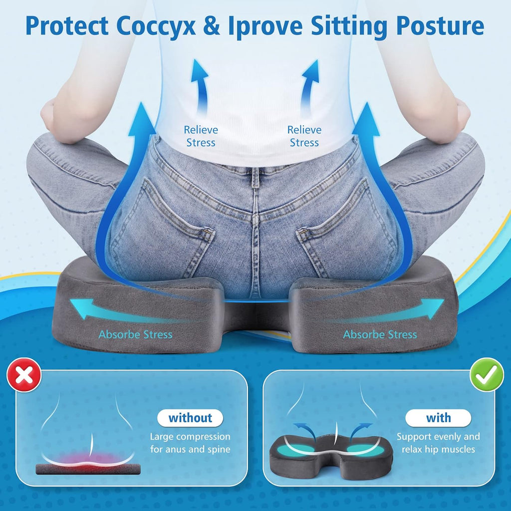 CloudBliss Gel Seat Cushion - Cooling Gel Enhanced, Memory Foam, Ergonomic Seat Cushion for Long Sitting for Office, Game, Car, Airplane…