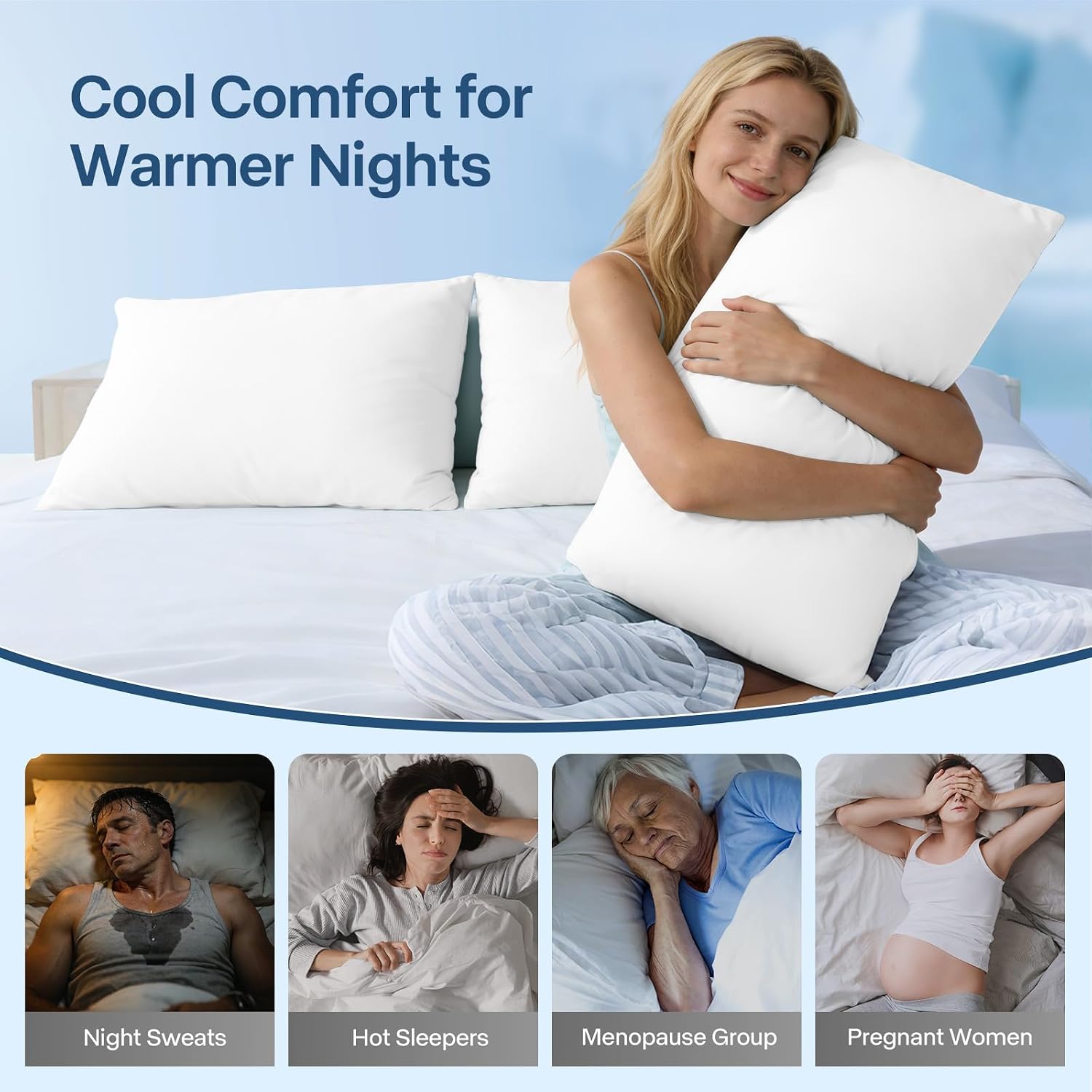 Premium Cooling Pillowcases King Size Set of 2 for Hot Sleepers&Night Sweats Beauty Sleep Reduces Wrinkles&Frizz Softer Than Silk Pillow…
