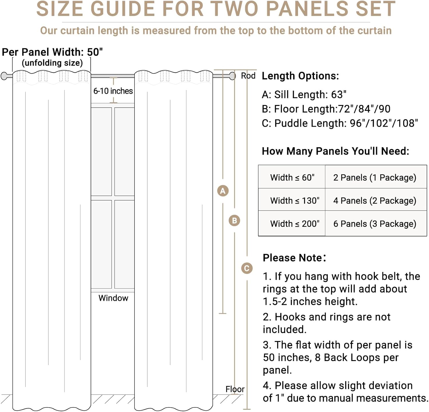 100BlackoutShield 100% Blackout Shield Linen Blackout Curtains for Bedroom 108 Inches Long, Back Tab/Rod Pocket Living Room Drapes, Thermal…