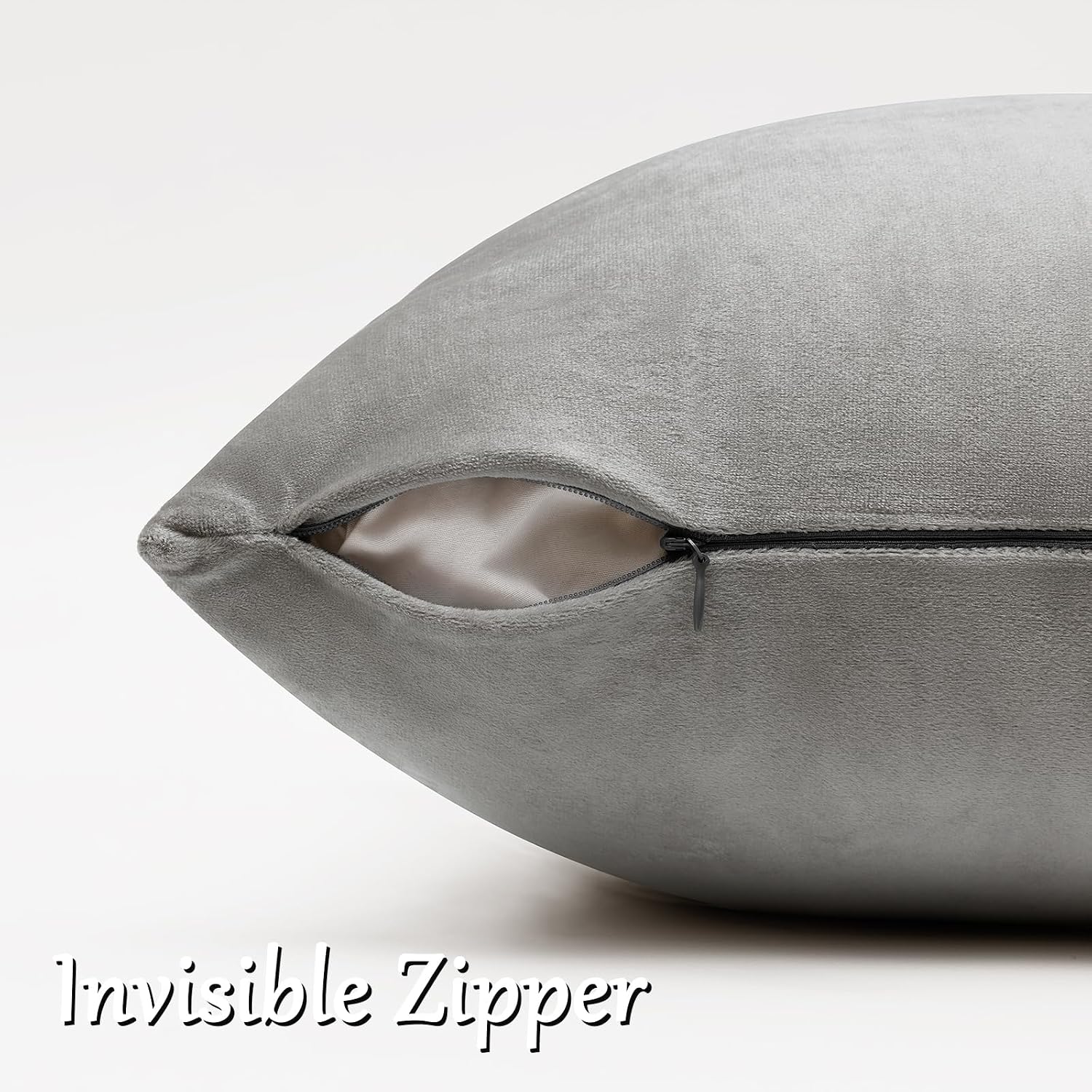 GIGIZAZAFocusingonhomedecoration GIGIZAZA 16x16 Square Velvet Small Pillow Covers Set of 2 Silver Grey Throw Pillow Covers Modern Decorativ…