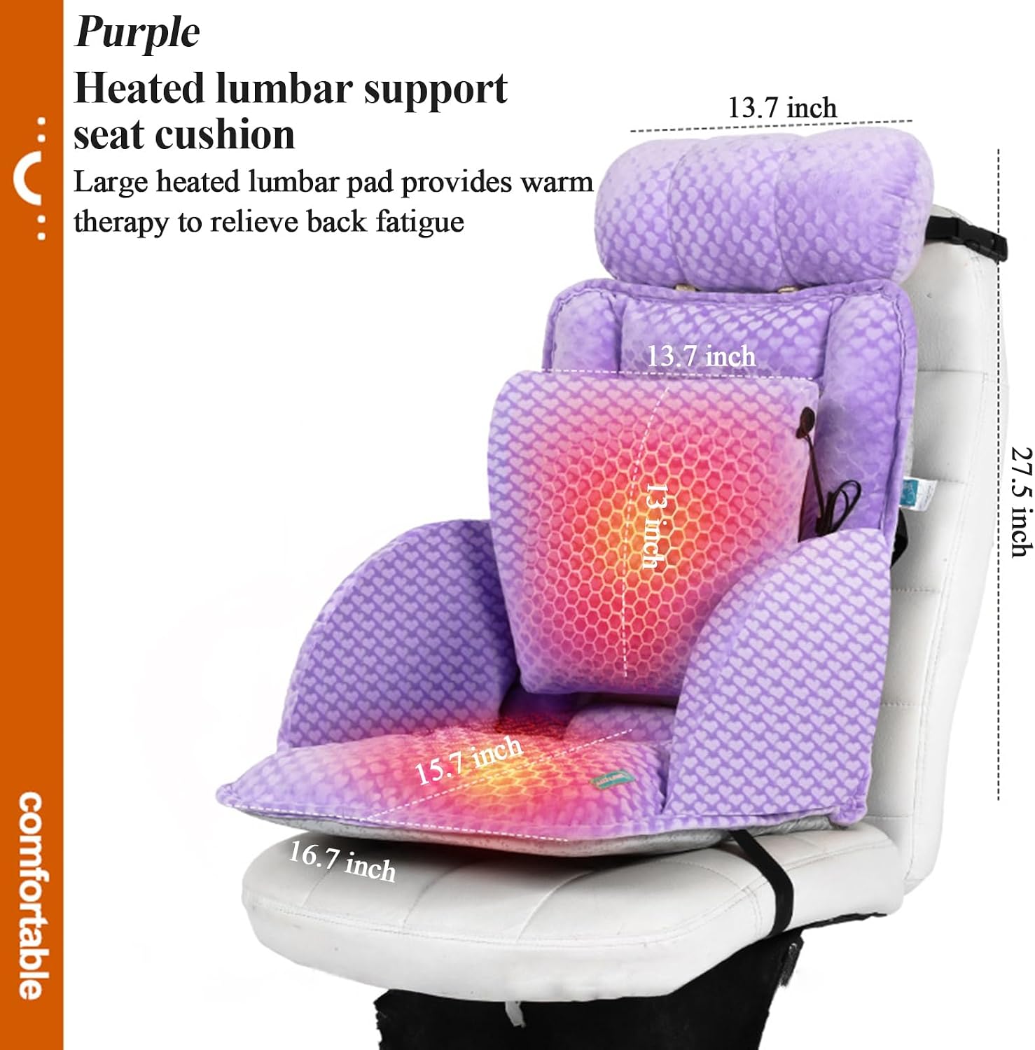 Generic USB Heated Seat Cushion, Lumbar Support Heated Seat Pad with Armrest for Office Chair, Ajustable Backrest Warm Pillow for Long…