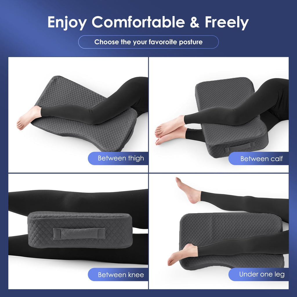 Livemy Leg Pillow for Side Sleepers, Memory Foam Knee Pillow for Side Sleeping, Leg Elevation Pillow for Hip/Back/Sciatica Helps Spi…
