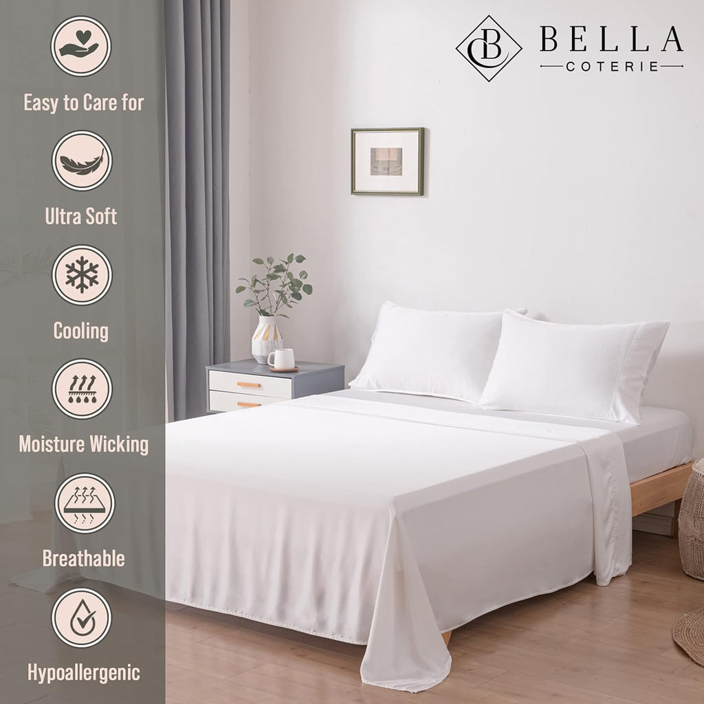 Bella Coterie Luxury Bamboo Viscose Twin XL Size Sheet Set | 100% Organically Grown | Ultra Soft | Cooling for Hot Sleepers | 18" Deep…