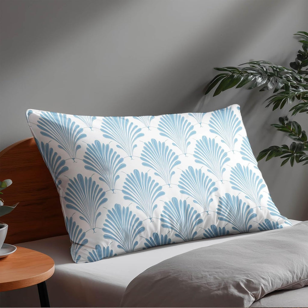 HOMETITUTE Pillow Covers Decorative Pack of 2 Satin 12x20 Inch Blue Fan Art Lumbar Throw Pillow Cases for Sofa Couch Living Room…