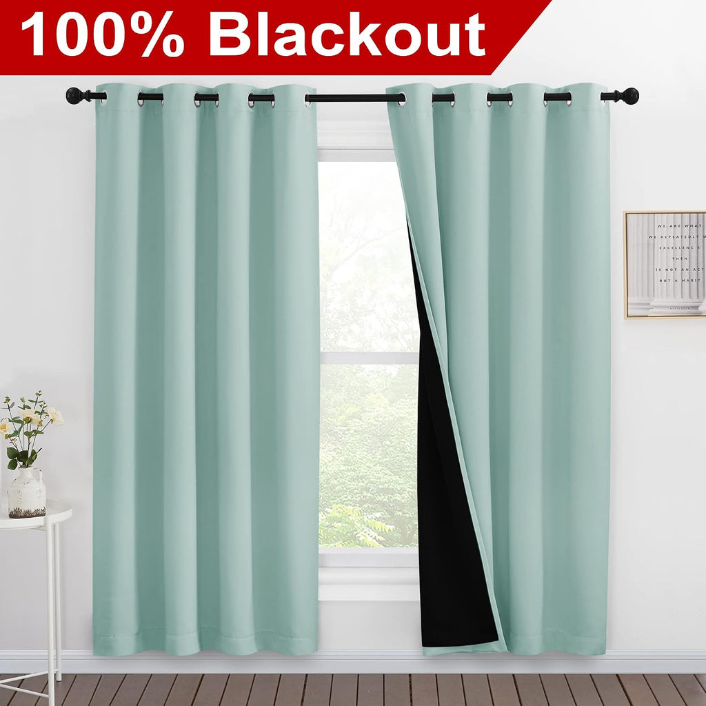 Nicetown 100% Blackout Window Curtain Panels, Full Light Blocking Drapes with Black Liner for Nursery, 78-inch Drop Thermal Insulated Drape…