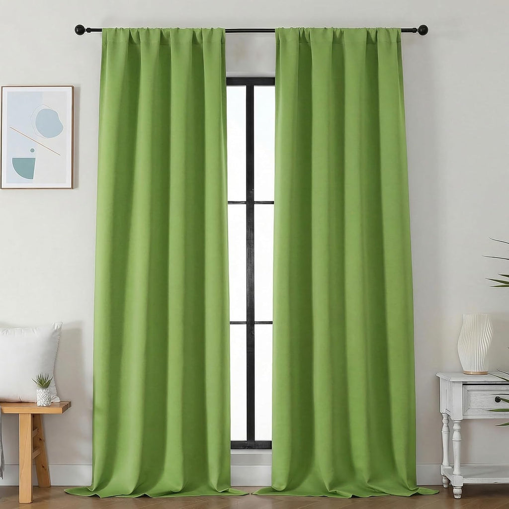 Simplebrand Ava Lime Blackout Curtains for Bedroom 96 Inches Long 2 Panels, Solid Thermal Insulated, Energy Saving Nursery Window Treatment…