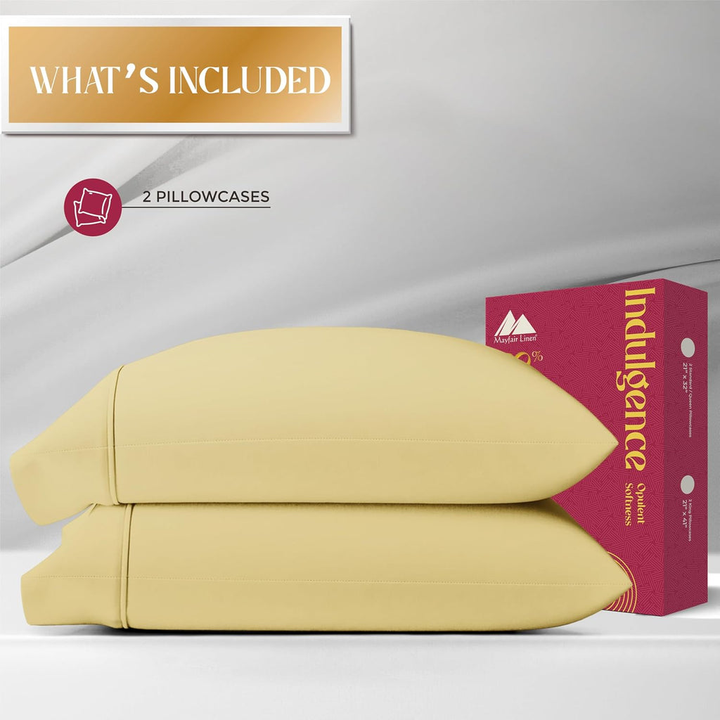 Mayfair Linen 100% Egyptian Cotton Pillow Cases Queen Size Set of 2 - Luxury 1200 Series Standard/Queen Pillow Cases (Beige), Silky Soft…