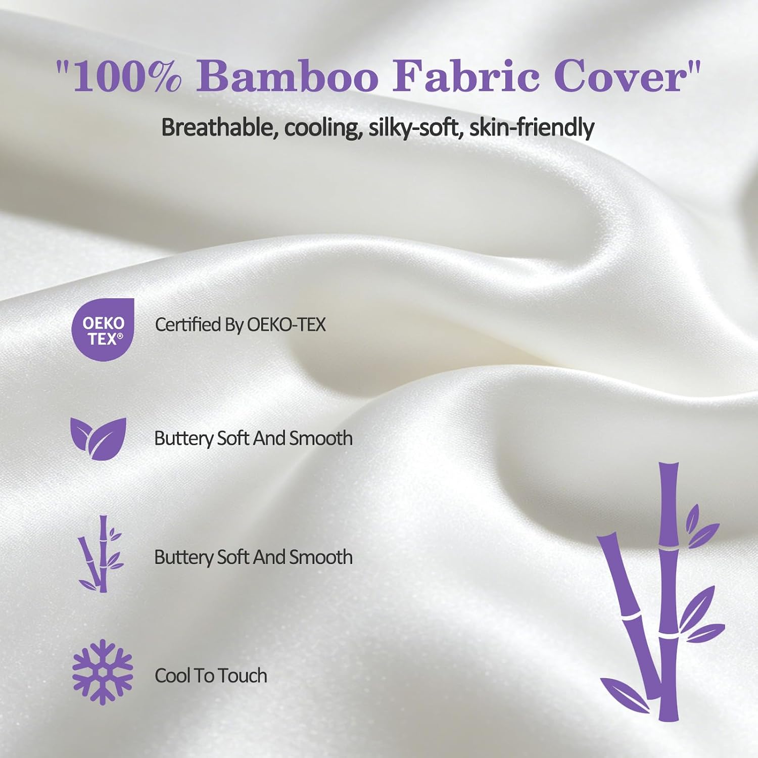Homelab Cooling Adjustable Body Pillow (20x54) with White Bamboo Viscose Pillowcase Bundle, Full Body Support for Side Sleepers, Back, Hip…