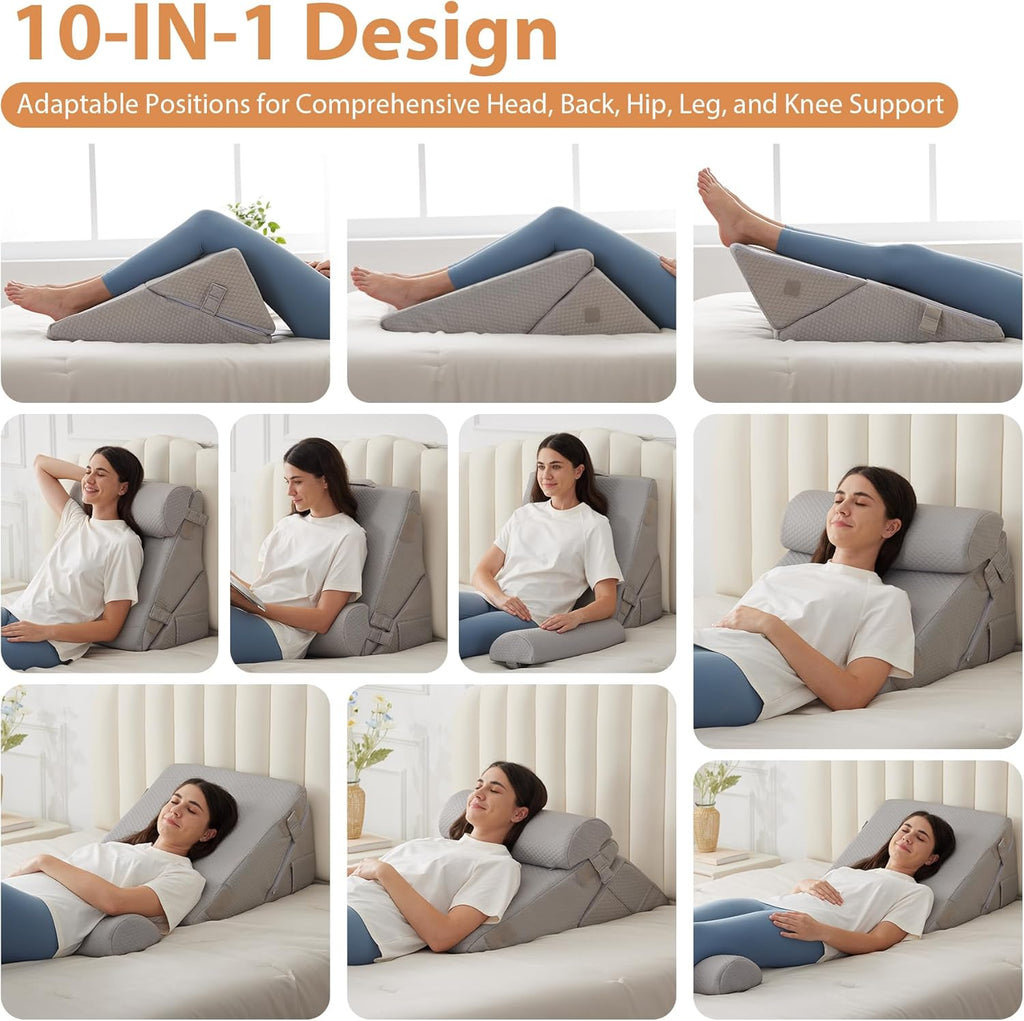 EnjoyaBetterLifeFromHere BIEEZZK 3PCS Wedge Pillow Set, Adjustable Wedge Pillow Headboard, Bed Wedge Pillows for Back, Sleeping, Post Surg…