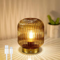 MJ PREMIER Rechargeable Table Lamp, Yellow Glass Lamp with Memory Function, Small Cordless LED Lamp with Dimmable Brightness, Decorative…