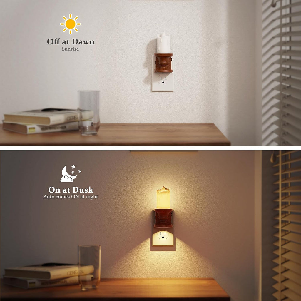 JandCase Nightlight Flameless Candle, 2 Pack Night Lights Plug into Wall, 0-100LM Dimmable Nightlight, 3000K Soft White, LED Candle Night…