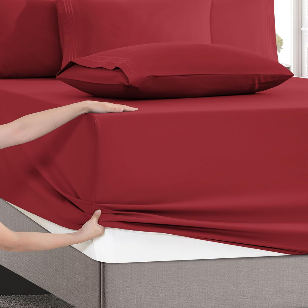MocassiLuxuryBedding Mocassi Luxury 6-Piece Sheet Set, Ultra Soft 1800 Hotel Quality Microfiber Sheet Set, Fits Mattresses Up to 18 to 24 I…