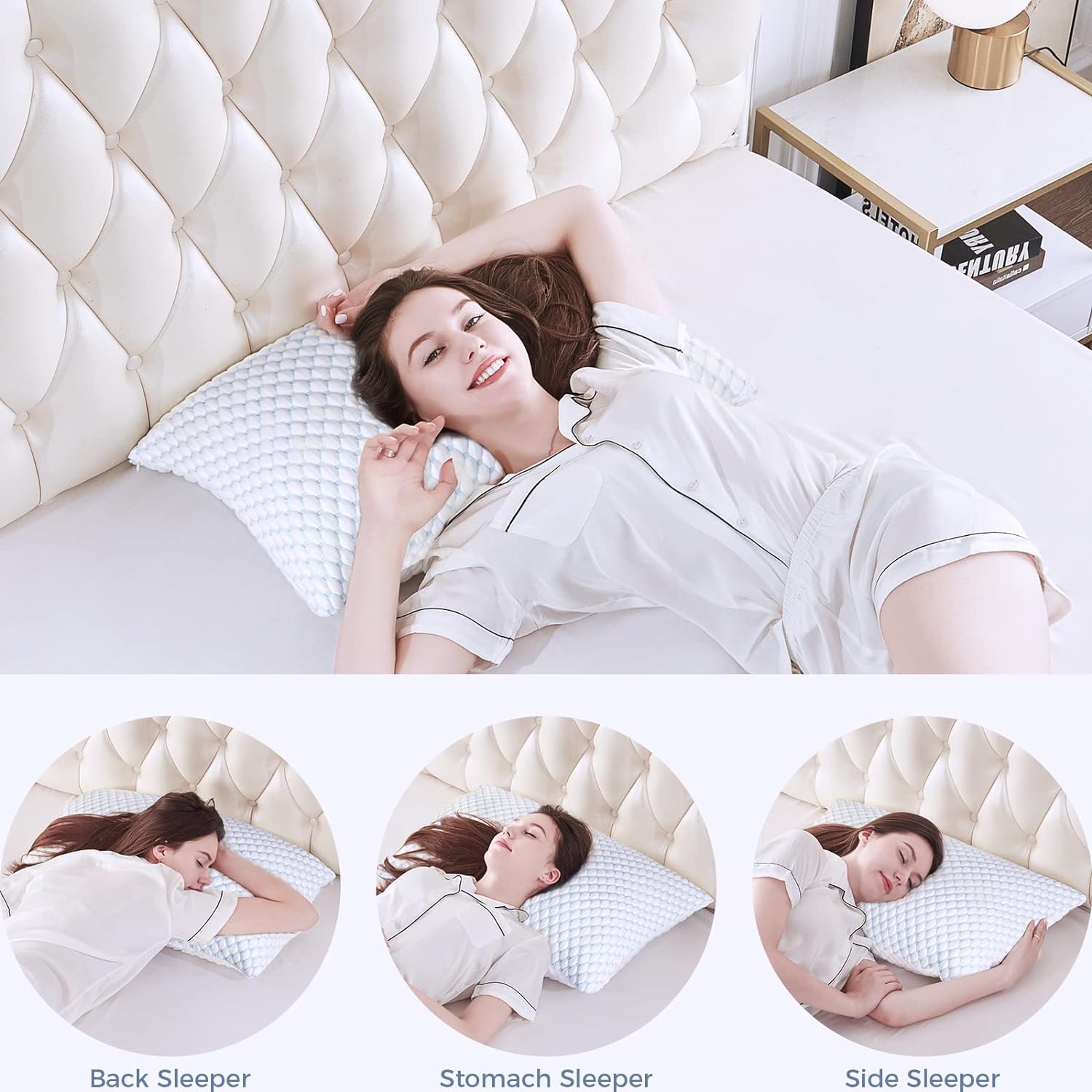 OSBED Cooling Adjustable Shredded Memory Foam Pillows Queen Size Set of 2 - Temperature-Regulating for All Sleepers with Dual Airflow…