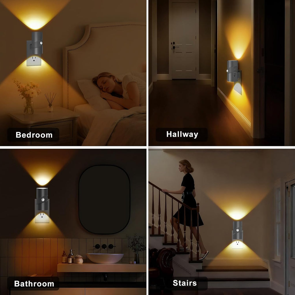 easuntec Motion Sensor Night Light, Night Lights Plug into Wall, Motion Sensor & Dusk to Dawn Sensor, 3 Light Modes, Dimmable Night Light f…