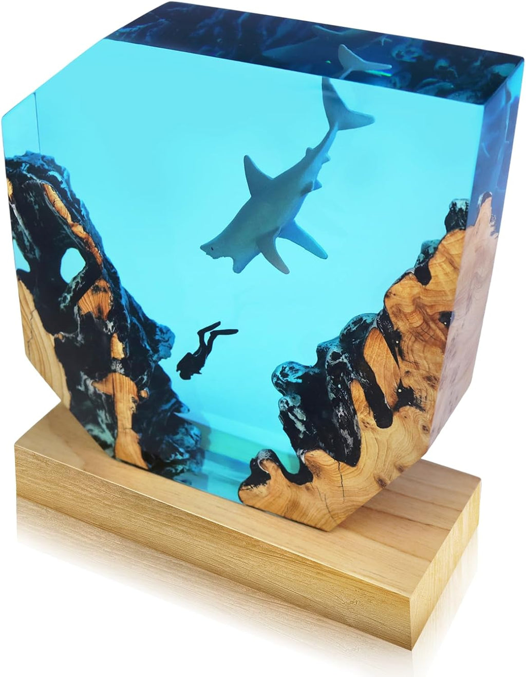 Epoxy Resin Shark Lamp, Ocean Night Light, Artistry Home Decor Bedside Nightlight, Unique Resin Lighting, Nightstand Decorations for…