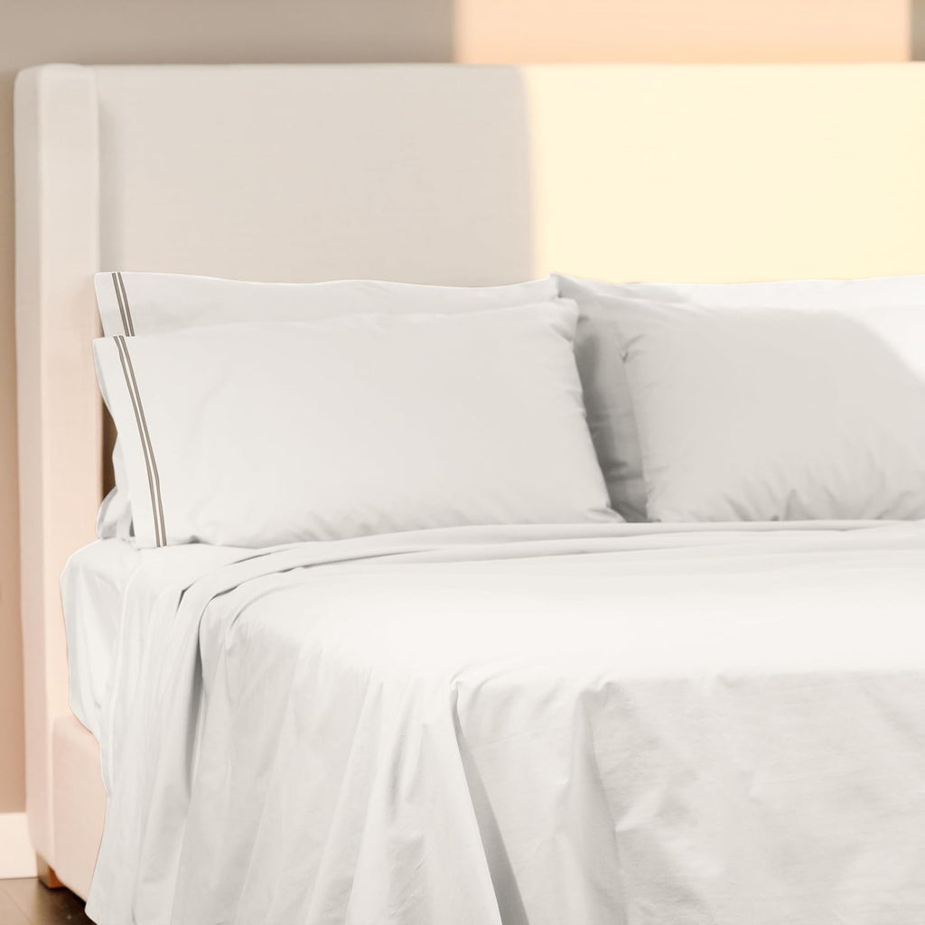 23Threads 23 THREADS X101 Series Cotton Percale Rich Bed Sheets and Pillowcases Set, 15 Inch Deep Pocket, Luxury Cooling Bedding Linen, Kin…