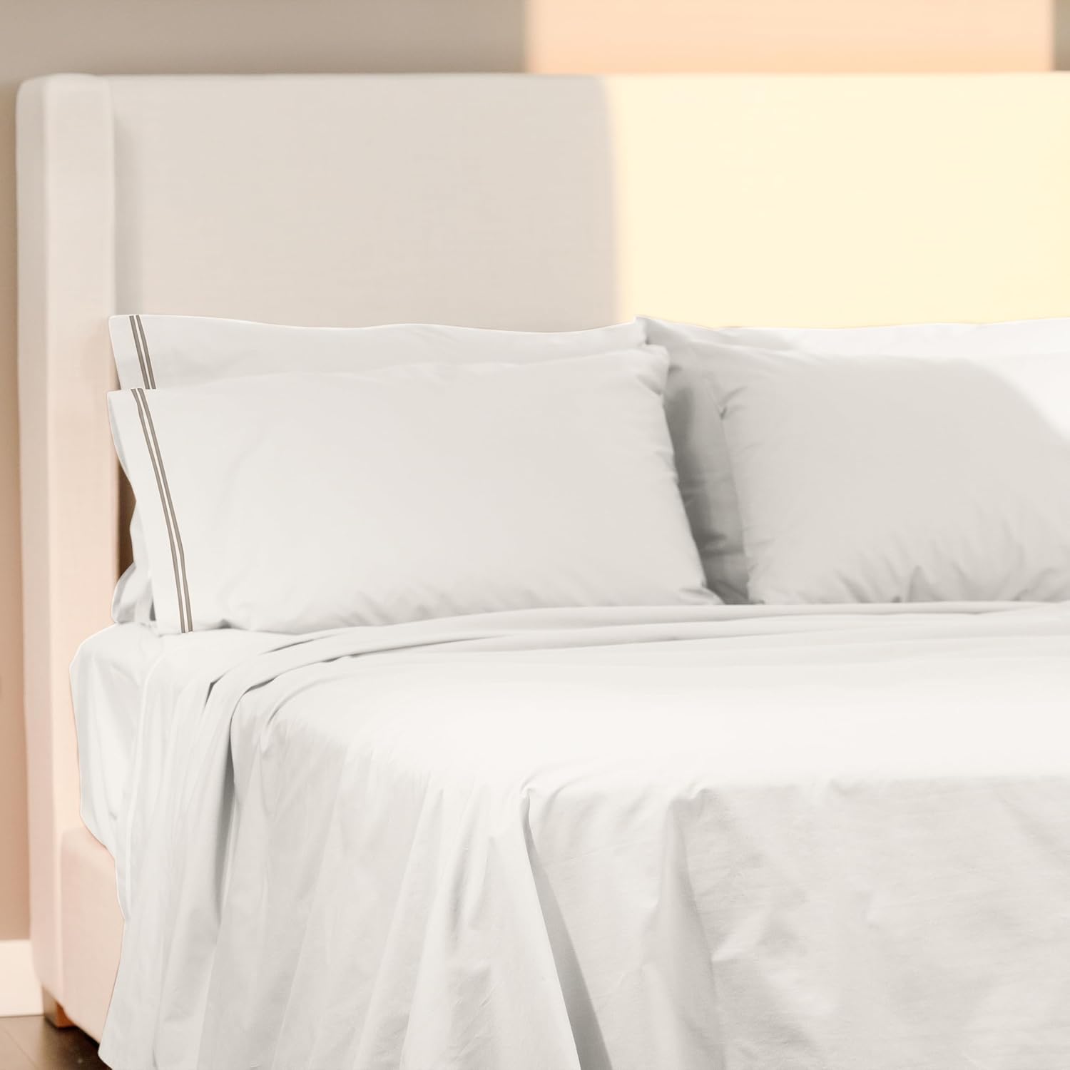 23Threads 23 THREADS X101 Series Cotton Percale Rich Bed Sheets and Pillowcases Set, 15 Inch Deep Pocket, Luxury Cooling Bedding Linen, Que…