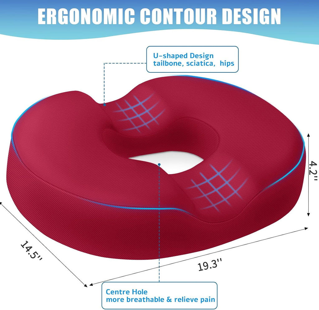 BlissTrends Donut Pillow Seat Cushion, Donut Chair Cushions for Postpartum Pregnancy & Hemorrhoids, Tailbone Cushion, Memory Foam Lifting C…