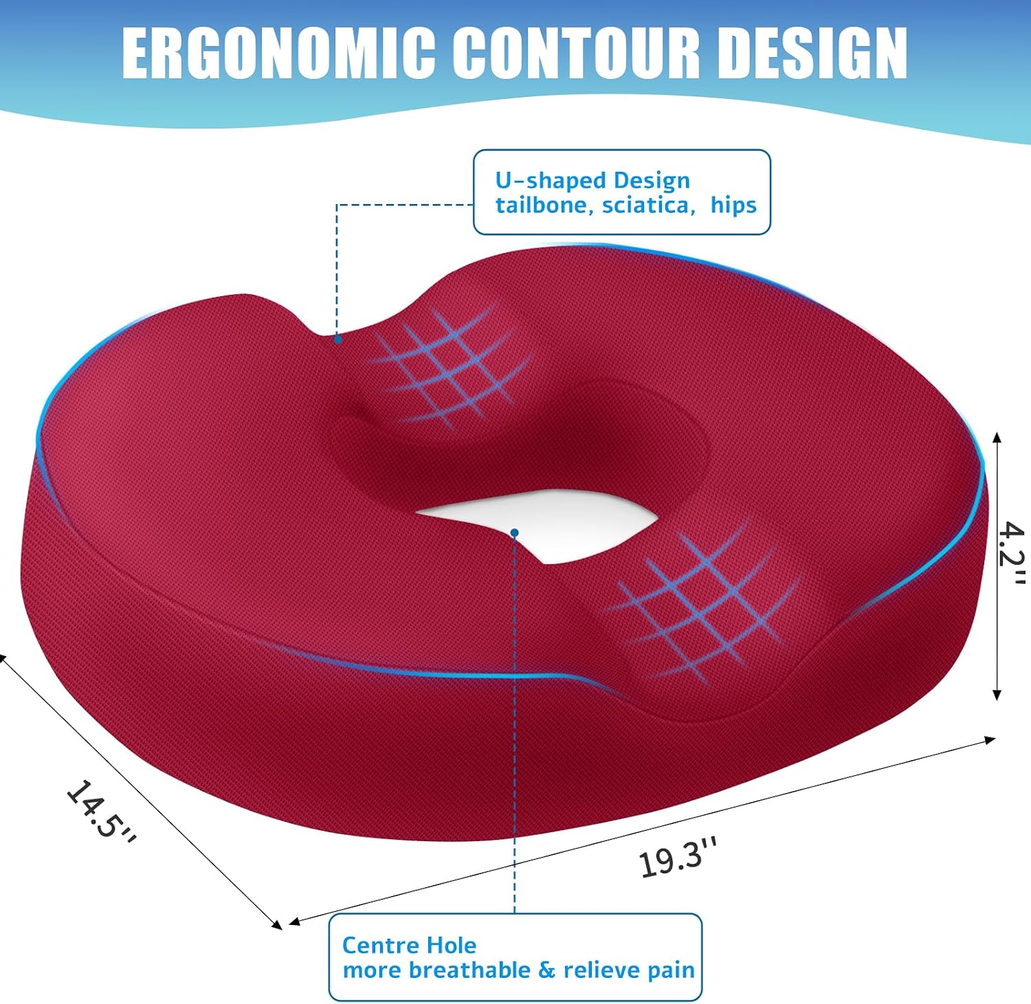 BlissTrends Donut Pillow Seat Cushion, Donut Chair Cushions for Postpartum Pregnancy & Hemorrhoids, Tailbone Cushion, Memory Foam Lifting C…