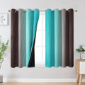 Estelartextiler Estelar Textiler Teal and Brown Blackout Curtains 54 Inch Length, Light Blocking Gradient Grommet Drapes for Living Room, T…