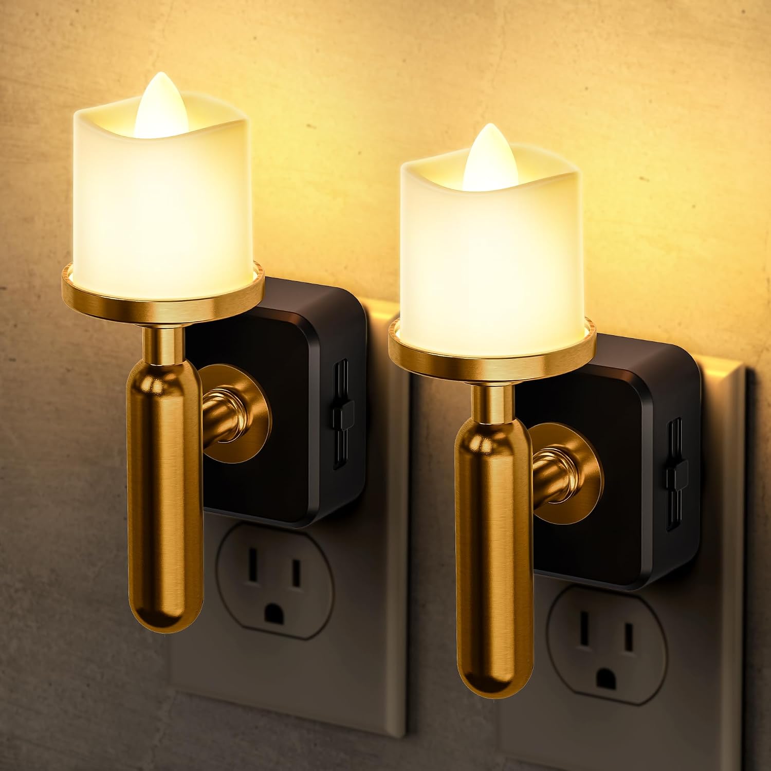 Briignite Flameless Candle Night Light, Night Lights Plug into Wall, LED Candle Night Light with Light Sensor, 0-100LM Dimmable…