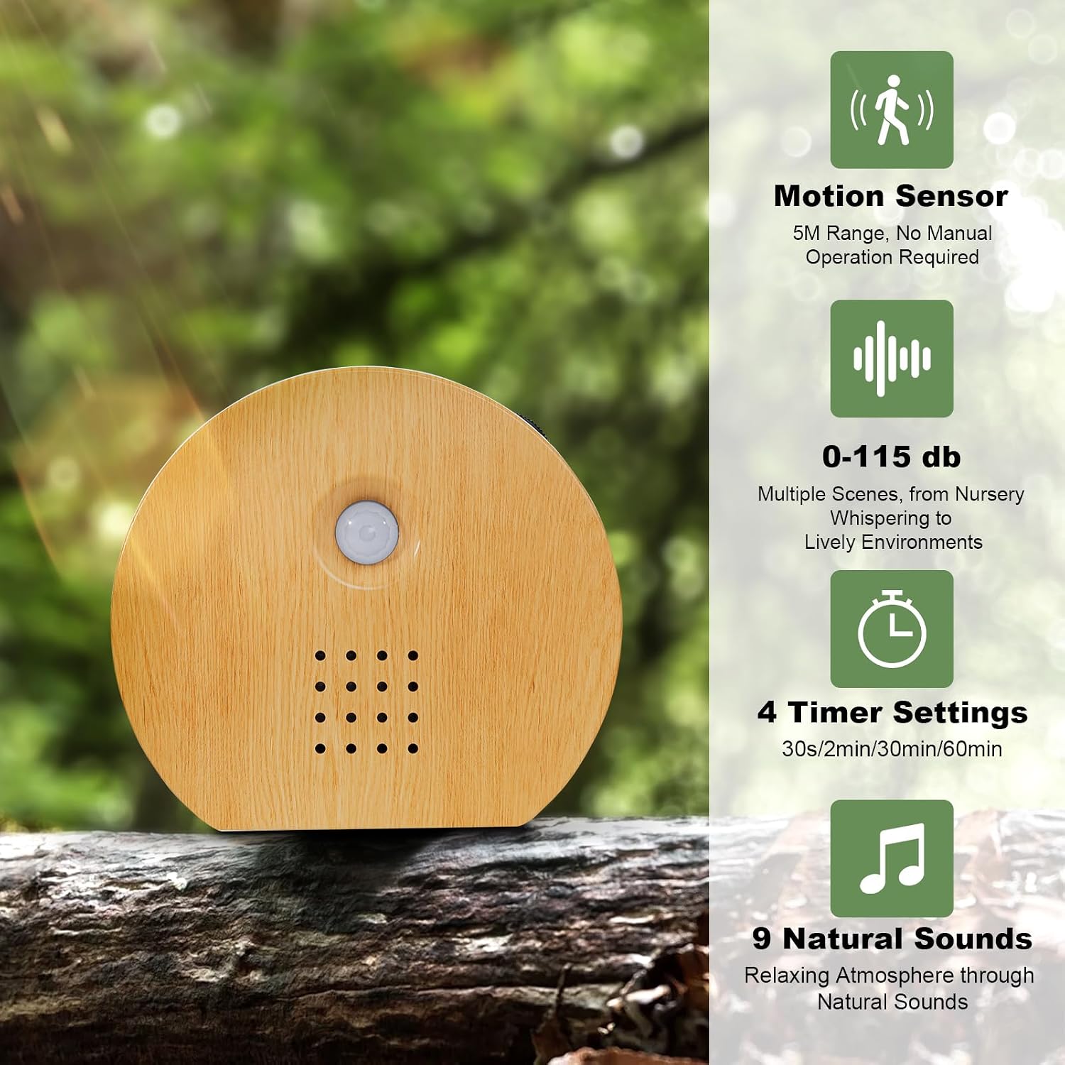 Seektain Singing Bird Box with Motion Sensor, White Noise Nature Sound Machine for Bathroom Privacy & Home, 9 Soothing Bird & Water…