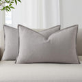 decorUhome Summer Decorative Linen Throw Pillow Covers 12x20 Inch Set of 2 Light Grey Lumbar Pillow Covers with Flange Edges Soft Farmhouse…