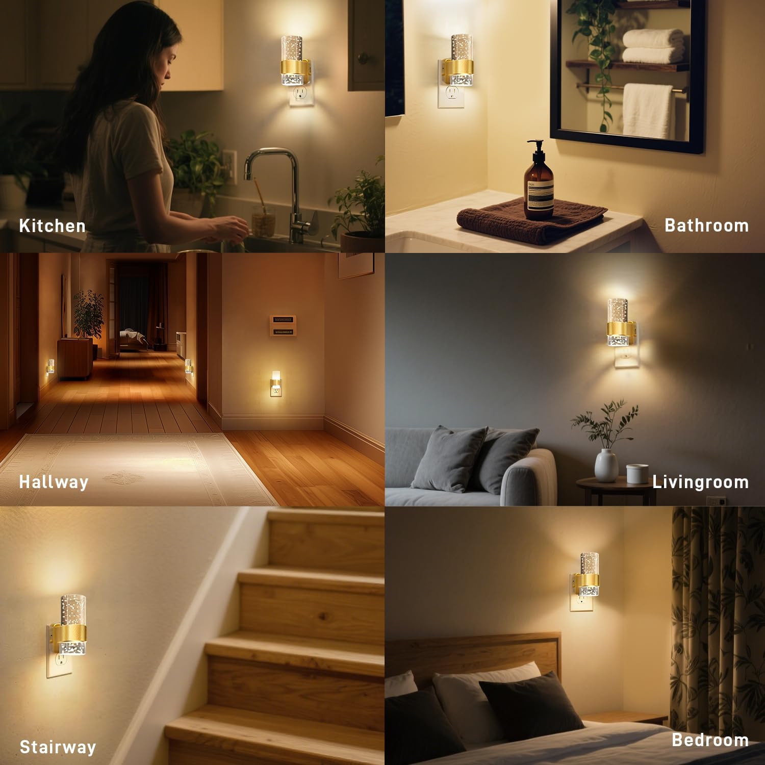 LED Lights for Bedroom – Night Lights Plug into Wall, Dimmable 0-100 LM Brightness Nightlight with Dusk to Dawn Sensor, Auto On/Off Plug…