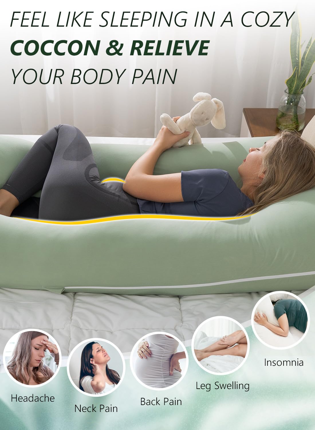 Meiz Pregnancy Pillow, U Shaped Pregnancy Pillows for Sleeping Cooling, 55 Inch Maternity Pillow for Pregnant Women, Body Pillows for Adult…