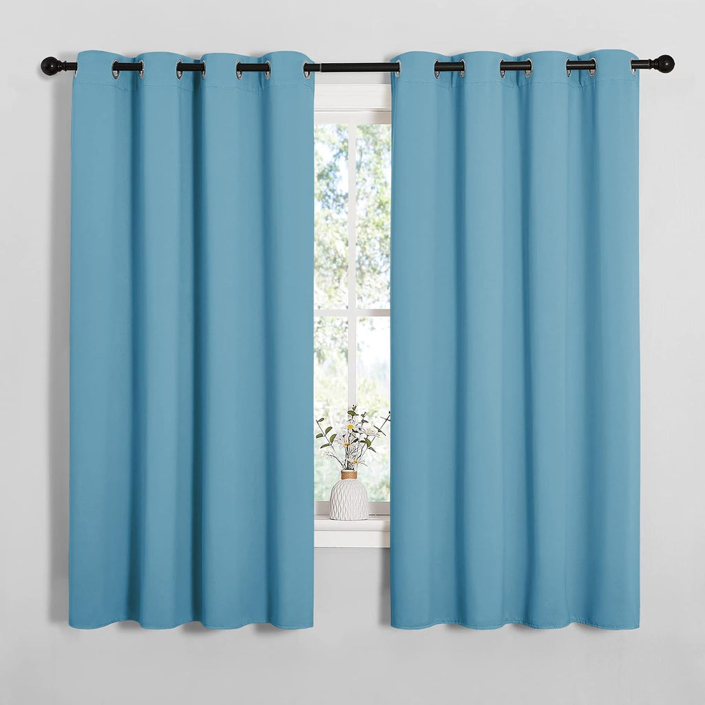 NICETOWN Thermal Insulated Curtains Blackout Draperies, Window Treatment Solid Grommet Room Darkening Drape Panels for Bedroom (Teal…