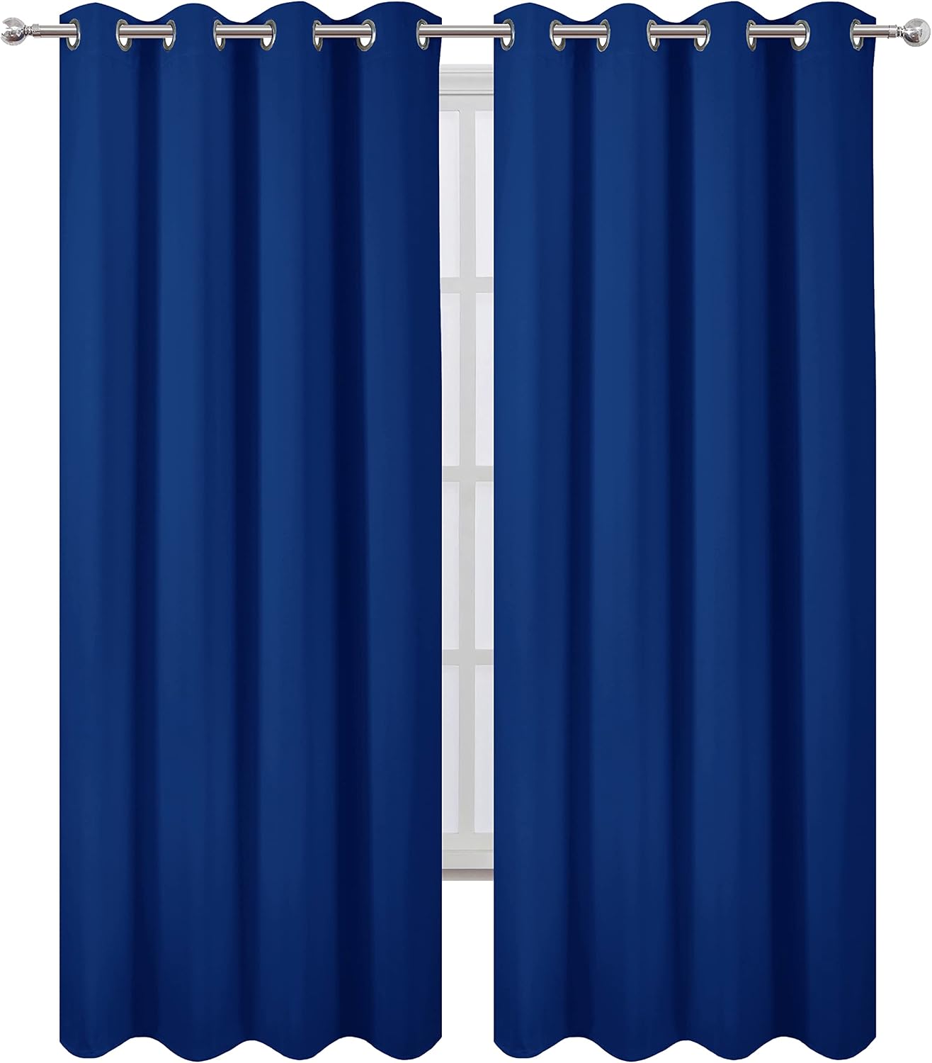 Lemomo Blackout Curtains 52 x 95 inch/Royal Blue Curtains Set of 2 Panels/Thermal Insulated Room Darkening Bedroom Curtains 95 inch Blue