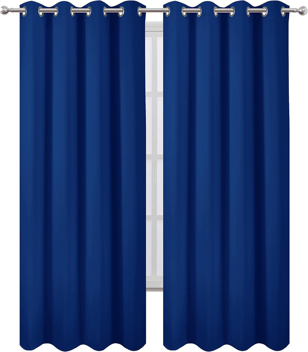 Lemomo Blackout Curtains 66 x 95 inch/Royal Blue Curtains Set of 2 Panels/Thermal Insulated Room Darkening Bedroom Curtains 95 inch Blue