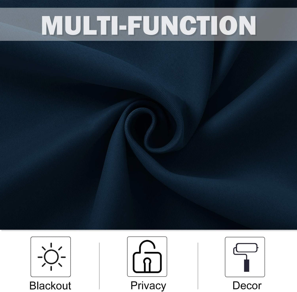 NICETOWN Blackout Kitchen Curtains and Draperies - Navy Half Window Treatment Short Curtain Panels with Grommet-Top Design for…