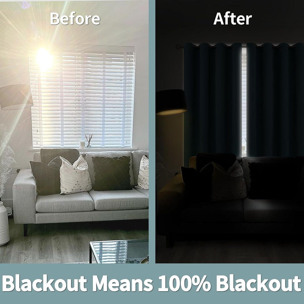 BGment Thermal Insulated 100% Blackout Curtains for Bedroom with Black Liner, Double Layer Full Room Darkening Noise Reducing Grommet Curta…