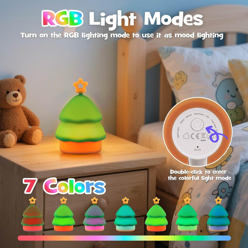 Squishy Christmas Tree Night Light with RGB Modes Dimmable Nursery Breastfeeding Nightlight Hangable Cute Christmas Lamp Novelty…