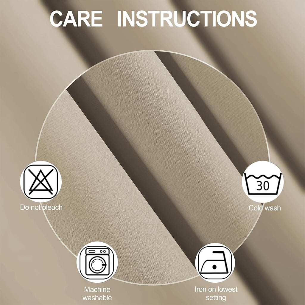 Lemomo Khaki Thermal Blackout Curtains/38 x 63 Inch/Set of 2 Panels Room Darkening Curtains for Bedroom 63 Inch silver