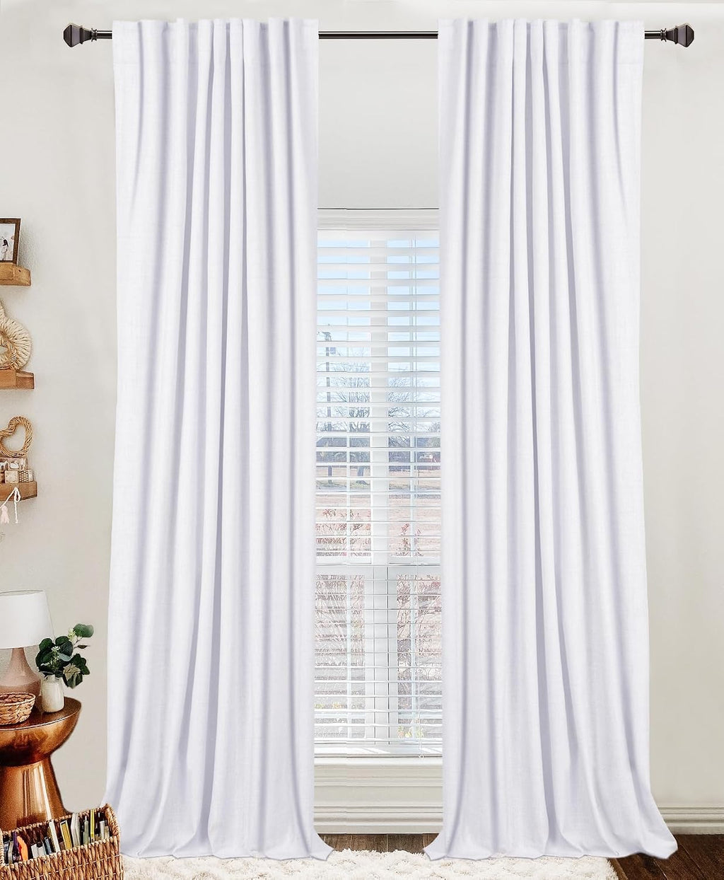 100BlackoutShield 100% Blackout Shield Linen Blackout Curtains for Bedroom 102 Inches Long, Back Tab/Rod Pocket Living Room Drapes, Thermal…
