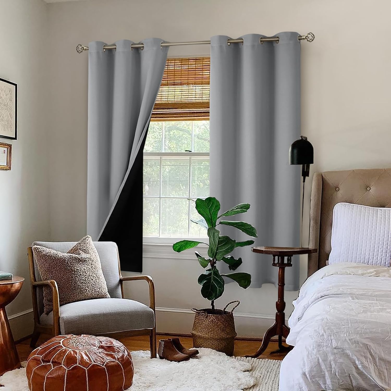 BGment Thermal Insulated 100% Blackout Curtains 63 Inch Length 2 Panels, Total Light Blocking Curtains for Bedroom, Grommet Window Drapes w…