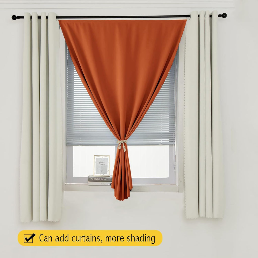 Self Adhesive Curtains Portable Blackout Curtain Simple and Easy to Install Bedroom Window Thermal Lnsulated Kitchen Room Darkening Black…